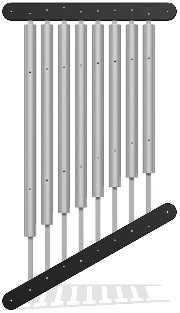 76mm Tube Chimes (8) Rail Mounted Diatonic