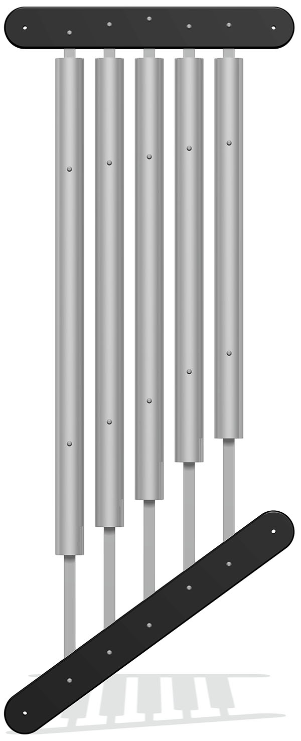 76mm Tube Chimes (5) Rail Mounted Pentatonic