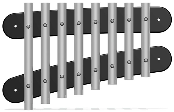 38mm Tube Chimes (8) Rail Mounted Diatonic