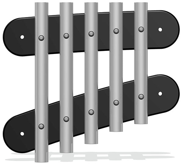 38mm Tube Chimes (5) Rail Mounted Pentatonic