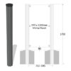 Alu Extruded Post with Top Cap - 1700mm Long