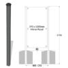 Mini Alu Extruded Post with Top Cap - 1700mm Long